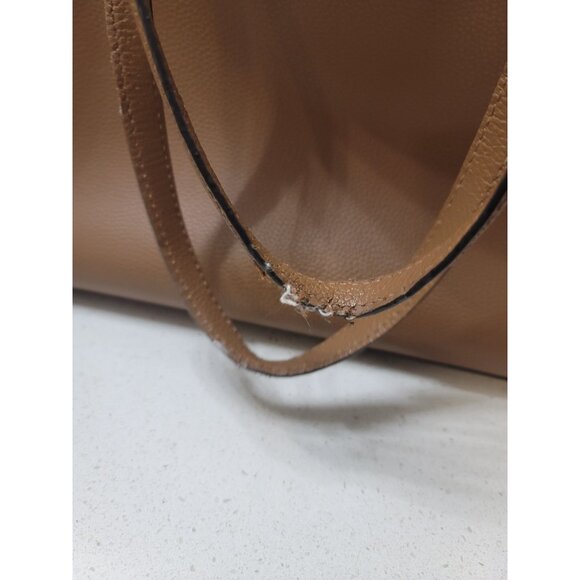 Tory Burch Walker Satchel Leather Tote Bag A4 Brown Used Authentic - Picture 5 of 10